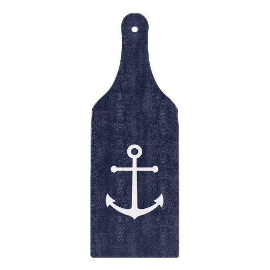 Nautical Navy Blue Anchor Snijplank (Voorkant)