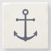 Nautical Navy Blue Anchor Stenen Onderzetter (Voorkant)