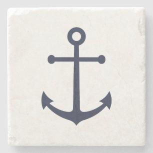 Nautical Navy Blue Anchor Stenen Onderzetter