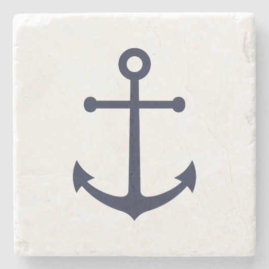 Nautical Navy Blue Anchor Stenen Onderzetter (Voorkant)