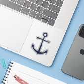 Nautical Navy Blue Anchor Sticker (Laptop met iPhone)