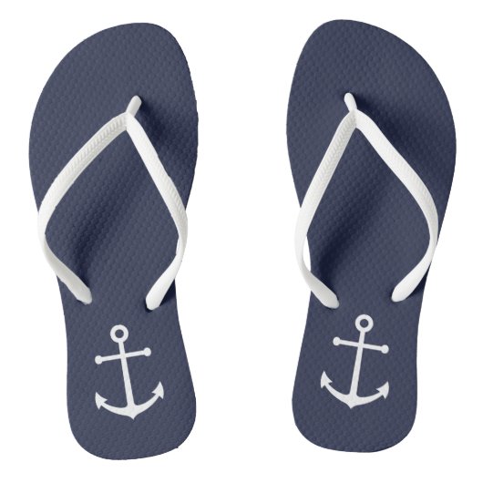 Nautical Navy Blue Anchor Teenslippers (Voetbed)