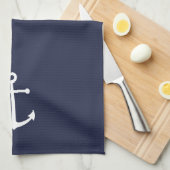 Nautical Navy Blue Anchor Theedoek (Quarter Fold)