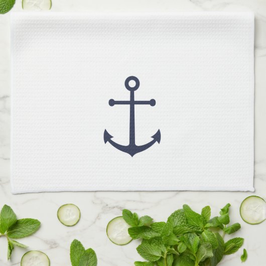 Nautical Navy Blue Anchor Theedoek (Gevouwen)