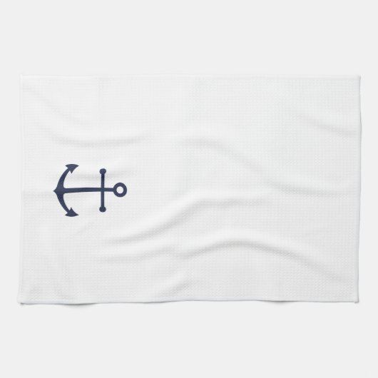 Nautical Navy Blue Anchor Theedoek (Horizontaal)