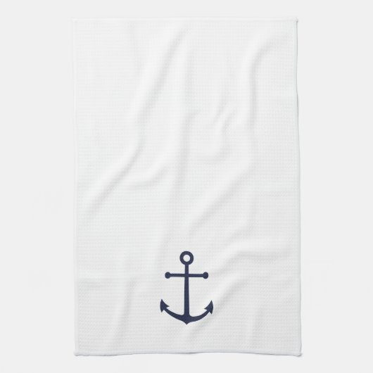 Nautical Navy Blue Anchor Theedoek (Verticaal)