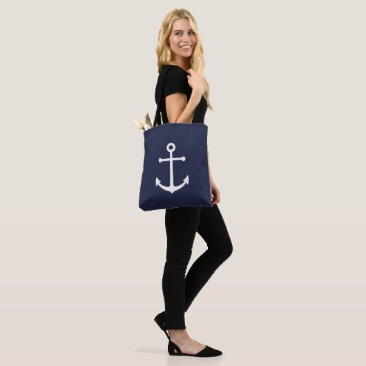 Nautical Navy Blue Anchor Tote Bag (Op model)