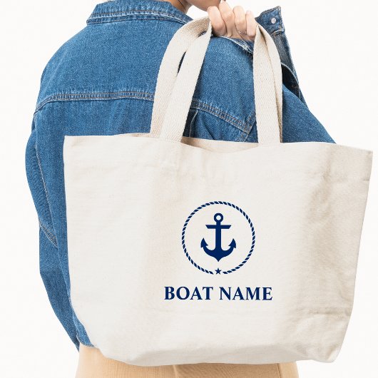 Nautical Navy Blue Anchor Touw Jumbo Canvas tas