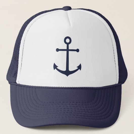 Nautical Navy Blue Anchor Trucker Pet (Voorkant)