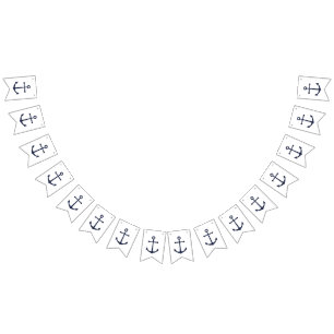 Nautical Navy Blue Anchor Vlaggetjes