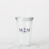 Nautical Navy Blue Anchor Wedding Acryl Drinkbeker (Voorkant)