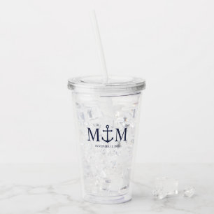Nautical Navy Blue Anchor Wedding Acryl Drinkbeker