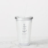 Nautical Navy Blue Anchor Wedding Acryl Drinkbeker (Achterkant)