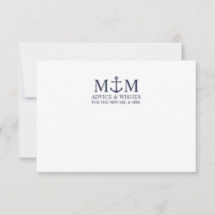Nautical Navy Blue Anchor Wedding Advice Kaart