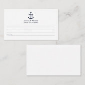 Nautical Navy Blue Anchor Wedding Advice Kaart (Voorkant / Achterkant)