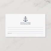 Nautical Navy Blue Anchor Wedding Advice Kaart (Voorkant)