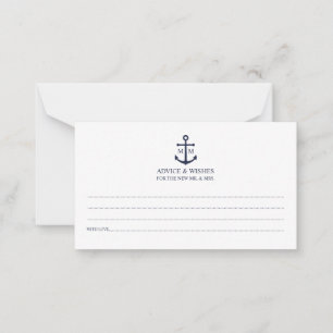 Nautical Navy Blue Anchor Wedding Advice Kaart