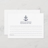 Nautical Navy Blue Anchor Wedding Advice Kaart (Voorkant / Achterkant)