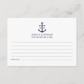 Nautical Navy Blue Anchor Wedding Advice Kaart (Voorkant)