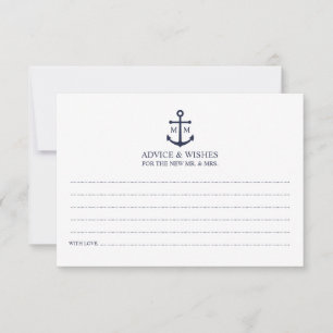 Nautical Navy Blue Anchor Wedding Advice Kaart