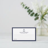 Nautical Navy Blue Anchor Wedding Advice&Wishes Advieskaart (Staand voorkant)