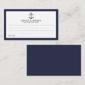 Nautical Navy Blue Anchor Wedding Advice&Wishes Advieskaart (Voorkant / Achterkant)