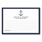 Nautical Navy Blue Anchor Wedding Advice&Wishes Kaart (Voorkant)