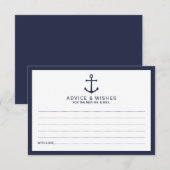 Nautical Navy Blue Anchor Wedding Advieskaart (Voorkant / Achterkant)
