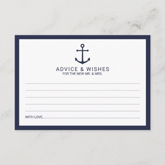 Nautical Navy Blue Anchor Wedding Advieskaart (Voorkant)