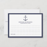 Nautical Navy Blue Anchor Wedding Advieskaart<br><div class="desc">Moderne Nautical Navy Blue Anchor Wedding Advice en Wishes Kaart met blauw marineveranker met titel in blauw,  modern sans serif font op witte achtergrond met blauw marinegrens. Ideaal voor bruiloft,  baby shower,  verjaardagsfeest,  vrijgezellenfeest,  bachelorette en alle speciale gelegenheden.</div>