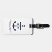 Nautical Navy Blue Anchor Wedding Bagagelabel (Voorkant horizontaal)