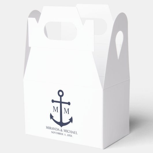 Nautical Navy Blue Anchor Wedding Bedankdoosjes (Geopend)
