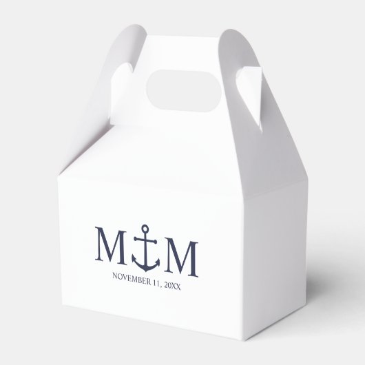 Nautical Navy Blue Anchor Wedding Bedankdoosjes (Voorkant Zijde)