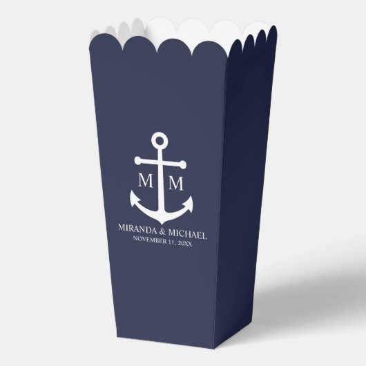 Nautical Navy Blue Anchor Wedding Bedankdoosjes (Voorkant)
