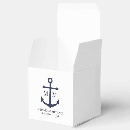 Nautical Navy Blue Anchor Wedding Bedankdoosjes (Geopend)