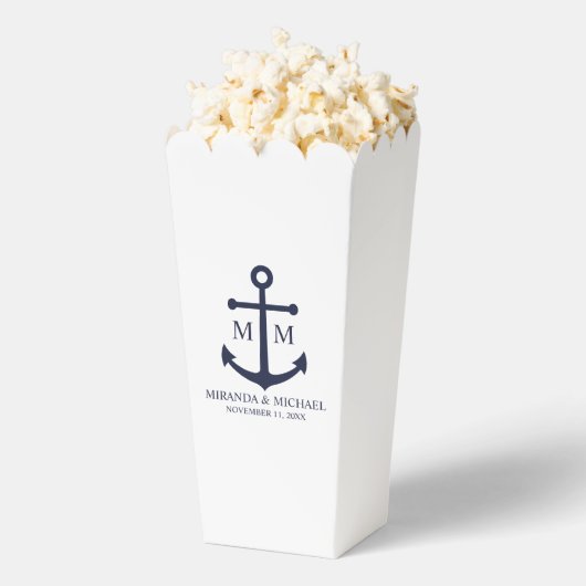 Nautical Navy Blue Anchor Wedding Bedankdoosjes (Popped)