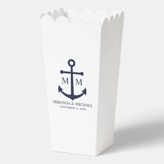 Nautical Navy Blue Anchor Wedding Bedankdoosjes (Voorkant)