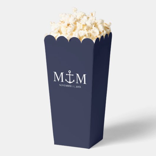 Nautical Navy Blue Anchor Wedding Bedankdoosjes (Popped)