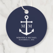 Nautical Navy Blue Anchor Wedding Bedankjes Labels (Voorkant)