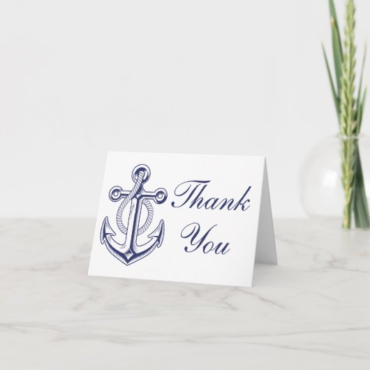 Nautical Navy Blue Anchor Wedding Bedankt (Voorkant)