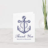 Nautical Navy Blue Anchor Wedding Bedankt (Voorkant)