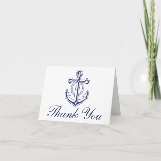 Nautical Navy Blue Anchor Wedding Bedankt (Voorkant)