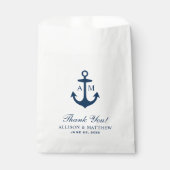Nautical Navy Blue Anchor Wedding Bedankt Bedankzakje (Voorkant)
