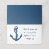 Nautical Navy Blue Anchor Wedding Bedankt Plaatskaartje (Buitenkant ongevouwen)