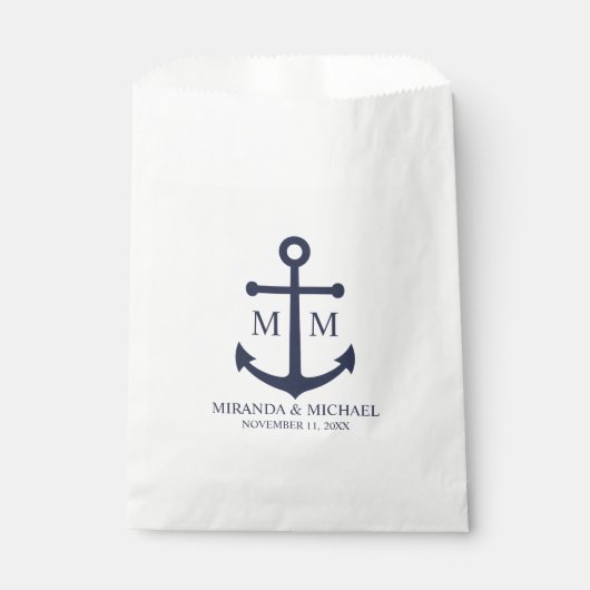 Nautical Navy Blue Anchor Wedding Bedankzakje (Voorkant)