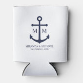 Nautical Navy Blue Anchor Wedding Blikjeskoeler (Voorkant)