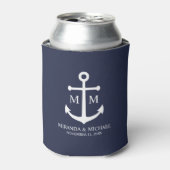 Nautical Navy Blue Anchor Wedding Blikjeskoeler (Blikje Voorkant)