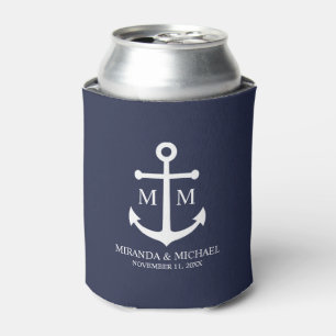 Nautical Navy Blue Anchor Wedding Blikjeskoeler