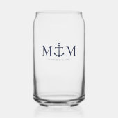Nautical Navy Blue Anchor Wedding Blikvorm Glas (Voorkant)