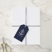 Nautical Navy Blue Anchor Wedding Cadeaulabel (Met Touw)